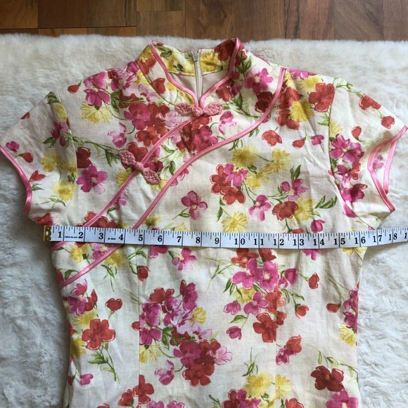 Hich Class vintage mandarin collar floral short sleeve dress size 6 - Picture 11 of 14